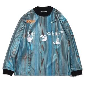 Nike x Off-White Soccer Jersey Elbow Patch Streetwear DN1700-411 Blue Men L